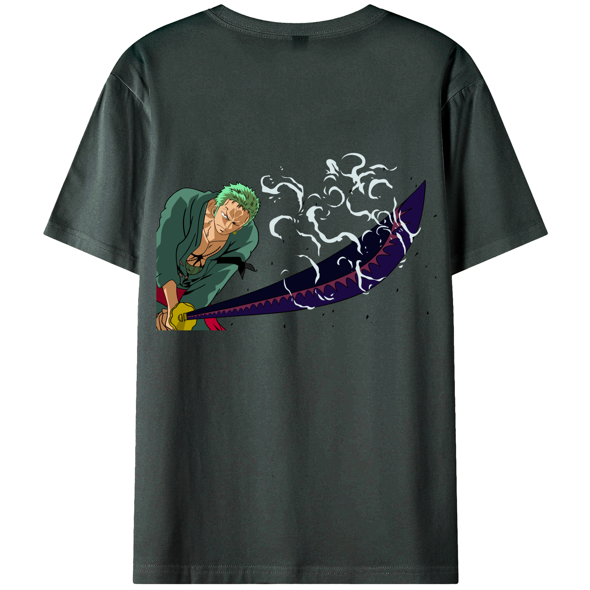 ワンピース ロロノア・ゾロ ONE PIECE Roronoa Zoro 綿100％ メンズ半袖Tシャツ（バックプリント） 通気性